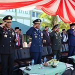 Kapolda Sulawesi Utara Irjen Pol Setyo Budiyanto bersama Wakapolda Brigjen Pol Jan de Fretes dan sejumlah Pejabat Utama Polda menghadiri perayaan Hari Jadi ke-78 TNI di Markas Kodam XIII/Merdeka, Kamis (5/10/2023).