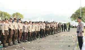 Polresta Manado menggelar Deklarasi Damai dan Simulasi Sistem Pengamanan Kota (Sispamkota) di Kawasan Megamas Manado pada Jumat (29/9/2023).