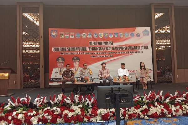 Kepala Biro Operasi (Karoops) Polda Sulawesi Utara (Sulut) Kombes Pol R. Wawan Wirawan menghadiri Rapat Koordinasi (rakor) Gubernur Sebagai Wakil Pemerintah Pusat di Provinsi Sulut, pada Rabu (29/11/2023), di The Sentra Hotel, Kabupaten Minahasa Utara.