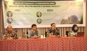 Rektor Sompie (ke-2 dari kanan) saat menyampaikan kata sambutan di Semiloka Nasional UI GreenMetric 2023 (Foto : Dok. Unsrat)