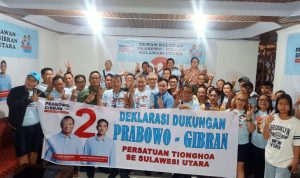 Perkumpulan Tionghoa Sulut deklarasikan mendukung Prabowo Gibran sebagai Capres dan Calon Wakil Presiden.