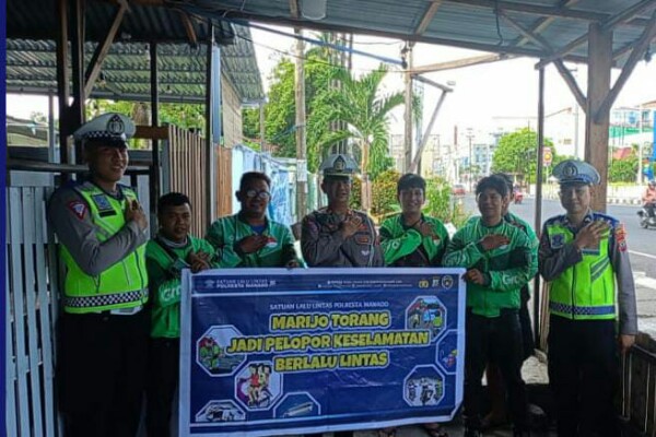 Unit Kamsel Satlantas Polresta Manado Imbau Pengendara Ojek Online